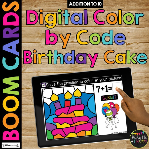 Birthday Boom Cards™ Color by Code Digital Math Activity Fact Fluency