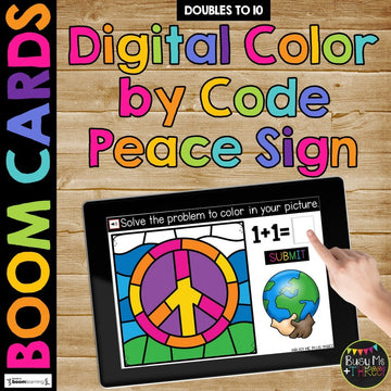 Boom Cards™ Martin Luther King Color by Code Distance Learning PEACE SIGN