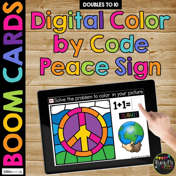 Boom Cards™ Martin Luther King Color by Code Distance Learning PEACE SIGN