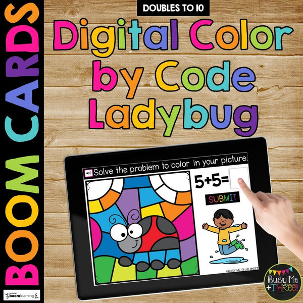 Spring Boom Cards™ Digital Color by Code Math Distance Learning Activity DOUBLES