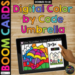 Digital Color by Code Boom Cards™ SPRING Math Station Activity DOUBLES Practice