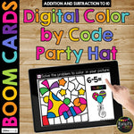 New Years 2021 Boom Cards™ PARTY HAT Color by Code Math Digital Learning