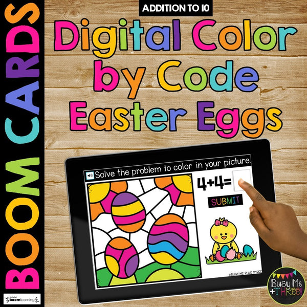 Easter Day Boom Cards™ Color by Code Digital Math Activity Fact Fluency