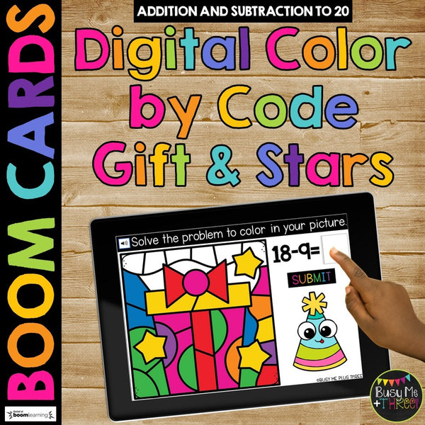 Fact Fluency Boom Cards™ Digital Color by Code Math Activity for a Birthday