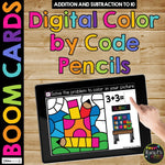 Digital Color by Code Boom Cards™ Fact Fluency Math Activity for Back to School