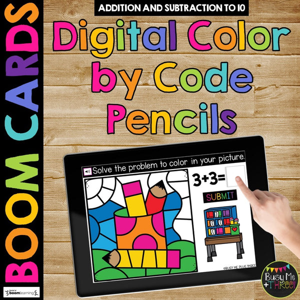 Digital Color by Code Boom Cards™ Fact Fluency Math Activity for Back to School