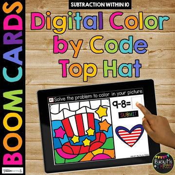 4th of July Boom Cards™ Color by Code Digital Math Activity Fact Fluency