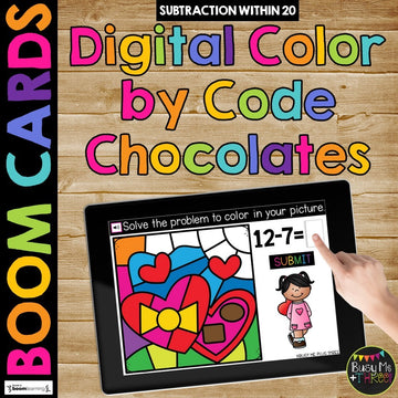Boom Cards™ Valentine's Day Digital Color by Code Distance Learning Chocolates