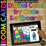 Fact Fluency Boom Cards™ Digital Color by Code Summer Math Activity