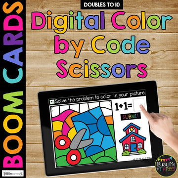 August Boom Cards™ Digital Color by Code Back to School Doubles Math Activity