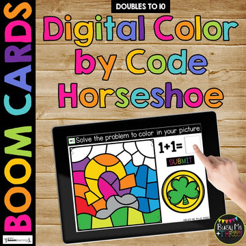 March Boom Cards™ Digital Color by Code St. Patrick's Day Doubles Math Activity