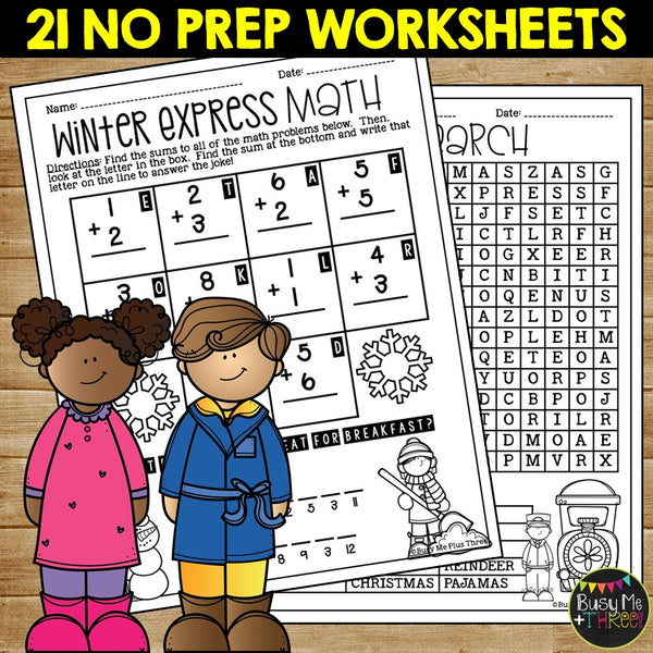 WINTER EXPRESS Activities Packet NO PREP Fun for Winter