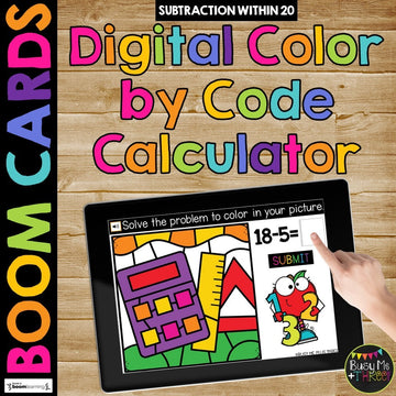 Boom Cards™ Back to School Digital Color by Code Math Station