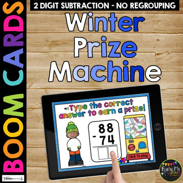 Winter Activity Two Digit Subtraction Math Boom Cards™ with No Regrouping