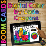 Back to School Color by Code Boom Cards™ Digital Math Activity for Fact Fluency