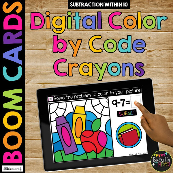 Back to School Color by Code Boom Cards™ Digital Math Activity for Fact Fluency