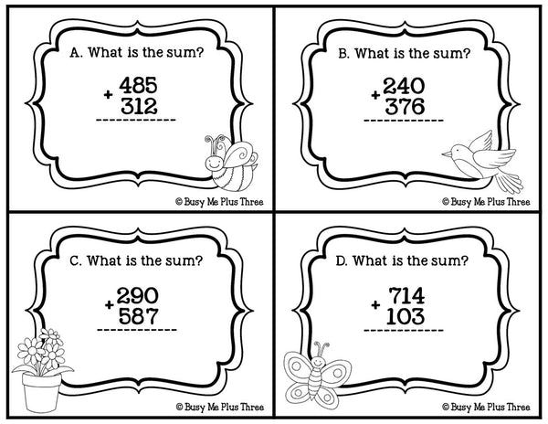 Addition with Regrouping Game {Self Check with QR Codes} Spring