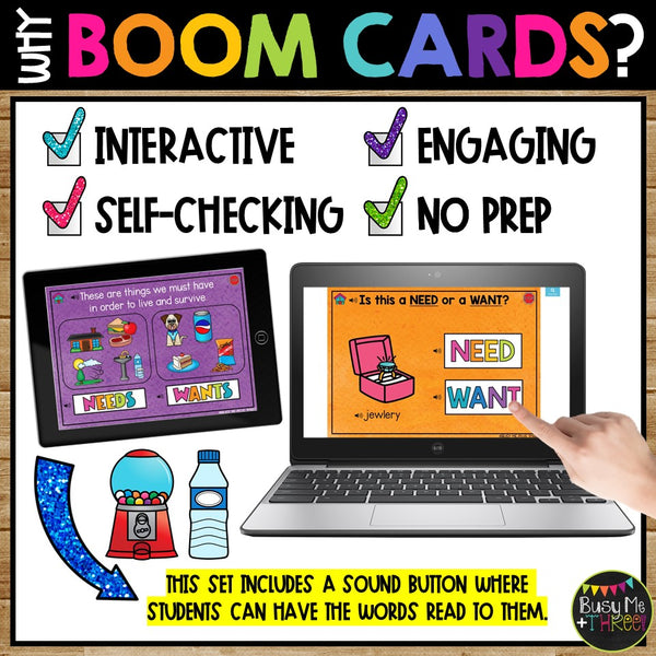 Needs and Wants Boom Cards™ Kindergarten Social Studies