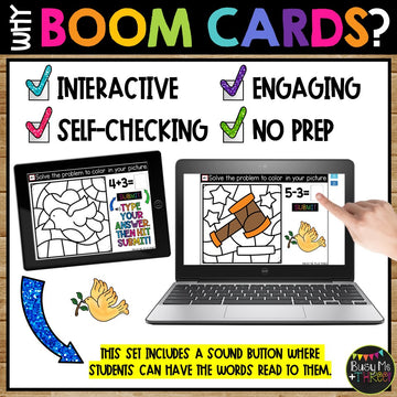 Boom Cards™ Martin Luther King Day Color by Code Math Digital Learning GAVEL