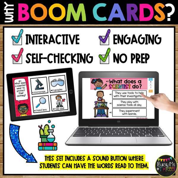 Science Boom Cards™ for Kindergarten Scientist Tools and Rules