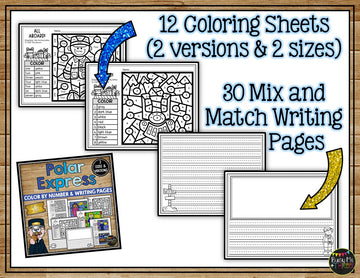 Winter Express Activities for Writing and Math | Color by Number & Writing Pages