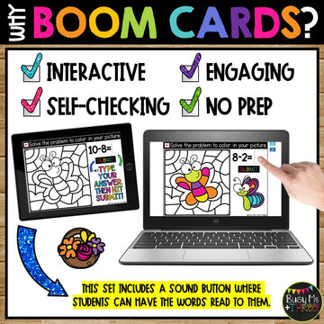 Spring Boom Cards™ Color by Code Math Digital Learning Activity Butterfly