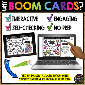 New Years 2021 Boom Cards™ Color by Code Distance Learning Math BALL DROP