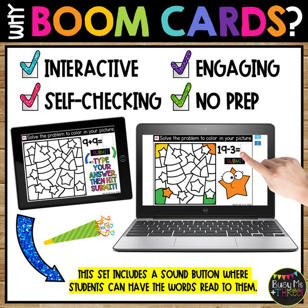 New Years 2021 Boom Cards™ Digital Color by Code Distance Learning FIREWORKS