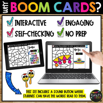 Cinco de Mayo Boom Cards™ Color by Code Digital Math Activity Fact Fluency