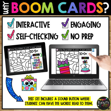 Birthday Color by Code Boom Cards™ Digital Math Activity for Fact Fluency