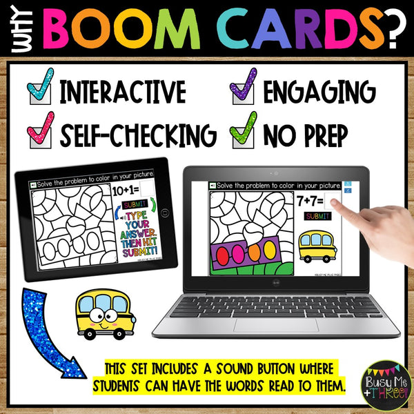 Fact Fluency Boom Cards™ Digital Color by Code Beginning of Year Math Activity