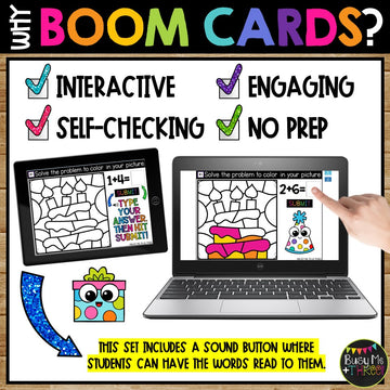 Birthday Boom Cards™ Color by Code Digital Math Activity Fact Fluency