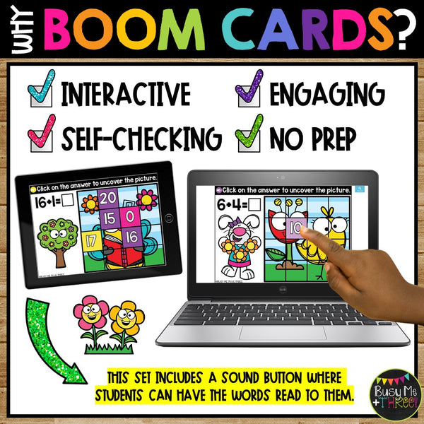 Spring Boom Cards™ Mystery Picture Reveal Puzzle Missing Addends