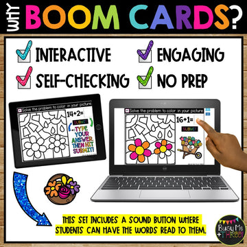 Spring Boom Cards™ Digital Color by Code Math Activity for Fact Fluency