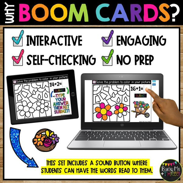 Spring Boom Cards™ Digital Color by Code Math Activity for Fact Fluency