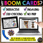 February Boom Cards™ Groundhog Day Digital Color by Code Math Station Activity