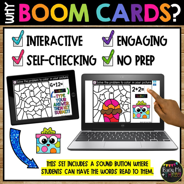 Digital Color by Code Boom Cards™ for Student Birthday Fact Fluency Practice