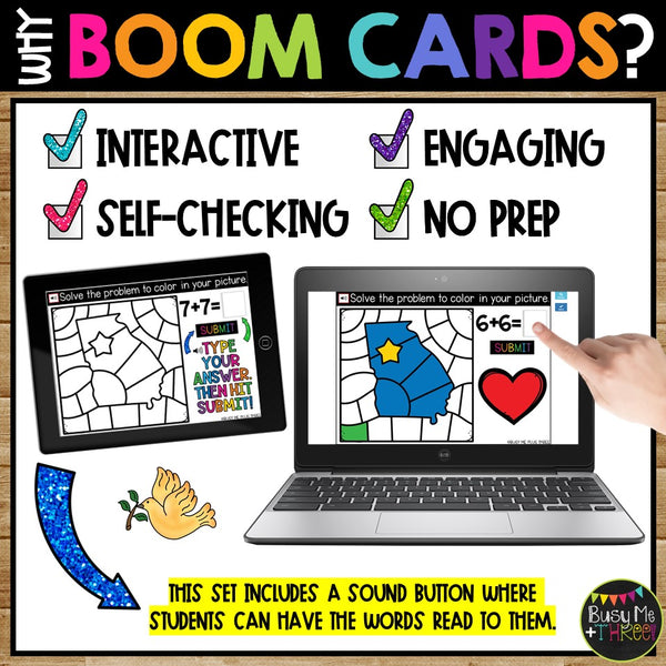 Martin Luther King Day Boom Cards™ Digital Math Color by Code Virtual Learning