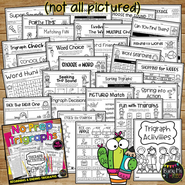 Trigraphs Worksheets No Prep Printables Word Study Phonics Word Work Activities