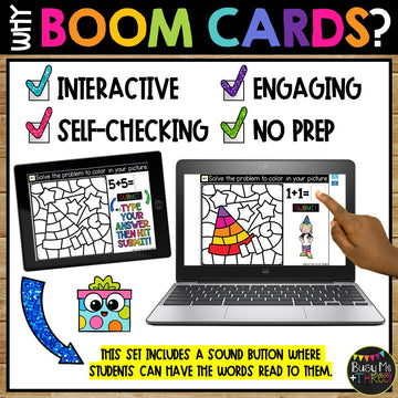 Birthday Boom Cards™ Digital Color by Code Doubles Math Activity