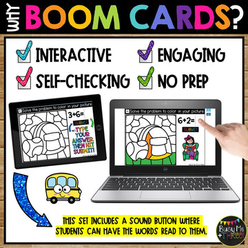 Back to School Boom Cards™ Color by Code Digital Math Activity Fact Fluency