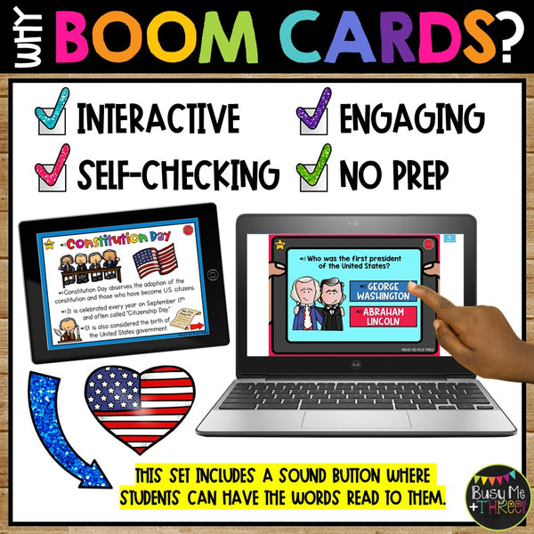 Presidents and Patriots Boom Cards™ Kindergarten Patriotic Holidays