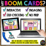 Kindergarten Addition Boom Cards™ with Interactive Pieces Digital Task Cards