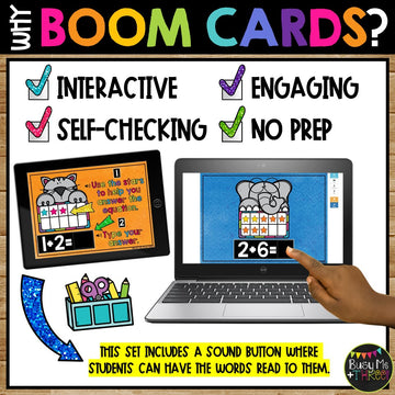 Kindergarten Boom Cards™ Ten Frame Addition Digital Task Cards