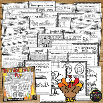 THANKSGIVING FUN Packet Crosswords, Word Search, Math, Reading