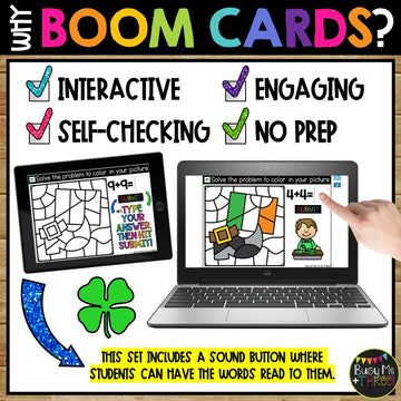 St. Patrick's Day Boom Cards™ Math Station Activity DOUBLES Fact Fluency