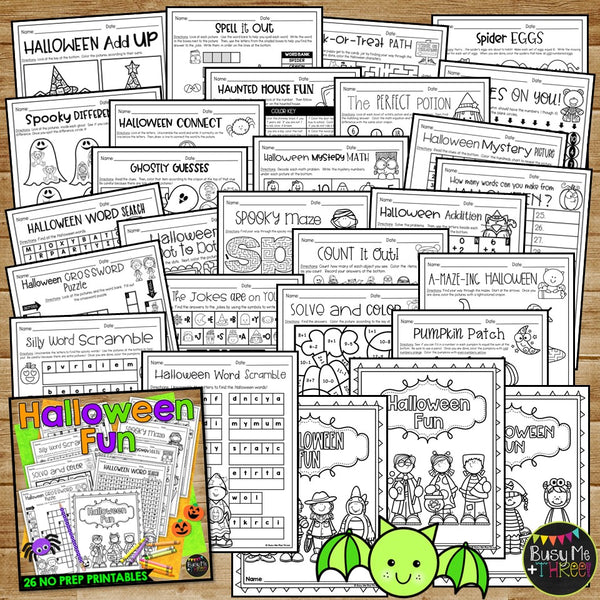 Halloween Activities No Prep FUN Crossword Puzzle Word Search Mazes