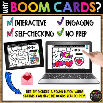 Boom Cards™ Valentine's Day Color by Code Digital Learning Math Activity CANDY