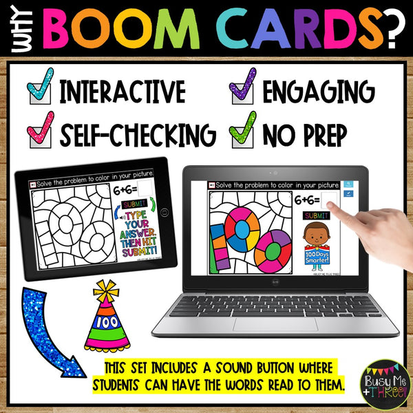 100 Days of School Boom Cards™ Digital Math Color by Code Distance Learning