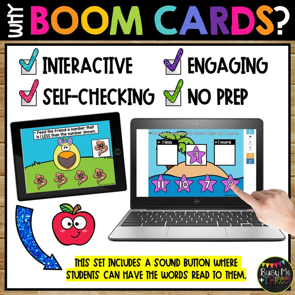 Kindergarten Math Boom Cards™ Numbers That are One More and One Less to 20